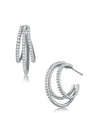 Petite Pavé Cubic Zirconia Triple Hoop Earrings in Plated Brass, photo 1
