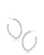 Marquise-Cut Cubic Zirconia Post Hoop Earrings in Rhodium-Plated Brass, photo 1