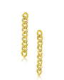 Aretes colgantes de cadena con zirconias cúbicas en engaste pavé en latón bañado en oro de 18K, foto 1