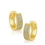 Aretes de aro gruesos con zirconias cúbicas en micro engaste pavé en latón bañado en oro de 18K, foto 1