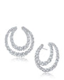 Aretes de doble círculo abierto con zirconias cúbicas redondas en plata de ley, foto 1
