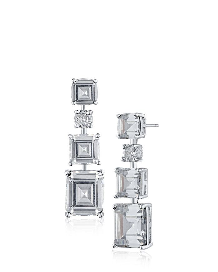 Emerald-Cut Cubic Zirconia Multi Drop Earrings in Sterling Silver, photo 1