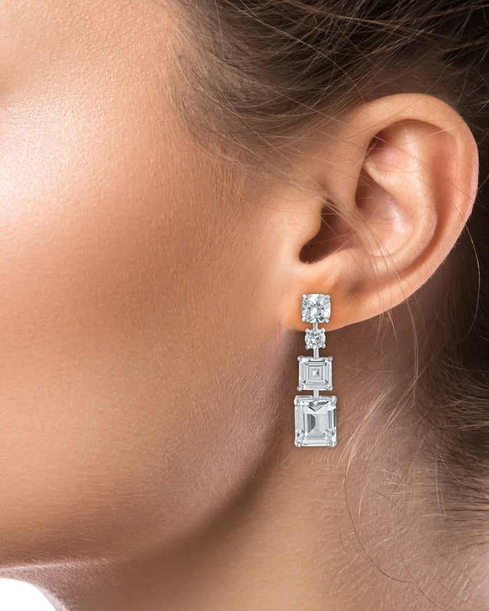 Emerald-Cut Cubic Zirconia Multi Drop Earrings in Sterling Silver, photo 2