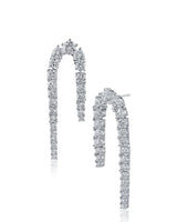 Graduated Round Cubic Zirconia Open Arch Drop Earrings in Rhodium-Plated Brass
