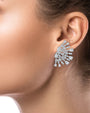 Aretes de medio círculo con zirconias cúbicas redondas y en forma de pera en latón bañado en rodio, foto 2