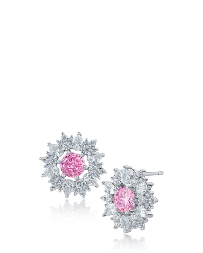 Aretes Starburst con zirconias cúbicas redondas y en talla pera en latón bañado en rodio, foto 4