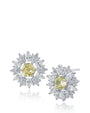 Aretes Starburst con zirconias cúbicas redondas y en talla pera en latón bañado en rodio, foto 3