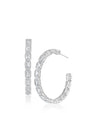 Emerald-Cut Cubic Zirconia Bezel Hoop Earrings in Sterling Silver, photo 1