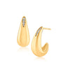 Aretes de aro en forma de gota curva con zirconias cúbicas pavé en latón bañado en oro o en rodio, foto 1