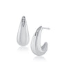 Aretes de aro en forma de gota curva con zirconias cúbicas pavé en latón bañado en oro o en rodio, foto 2