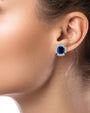 Aretes de botón con zirconias cúbicas talla cojín y redondas en latón bañado en rodio, foto 2