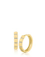 Pavé Cubic Zirconia Stripe Huggie Hoop Earrings in 14K Gold-Plated Brass, photo 1