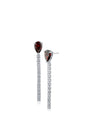 Green or Deep Red Pear Cubic Zirconia Drop Earrings in Rhodium-Plated Brass, photo 2