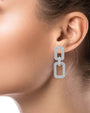 Pavé Cubic Zirconia Double Open Link Earrings in Rhodium-Plated Brass, photo 2