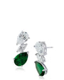 Aretes colgantes triples con zirconias cúbicas pera y marquesa en latón bañado en rodio, foto 2