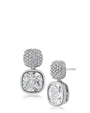 Aretes colgantes con zirconia cúbica talla cojín en engaste de bisel en latón bañado en oro o en rodio, foto 1