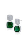 Aretes colgantes con zirconia cúbica talla cojín en engaste de bisel en latón bañado en oro o en rodio, foto 2