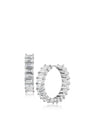 Emerald-Cut Cubic Zirconia Hoop Earrings in Rhodium-Plated Brass, photo 1