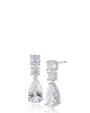 Aretes colgantes con zirconias cúbicas talla pera y redondas en latón bañado en rodio, foto 1