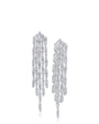 Aretes colgantes de flecos con zirconias cúbicas baguette en latón bañado en rodio, foto 1