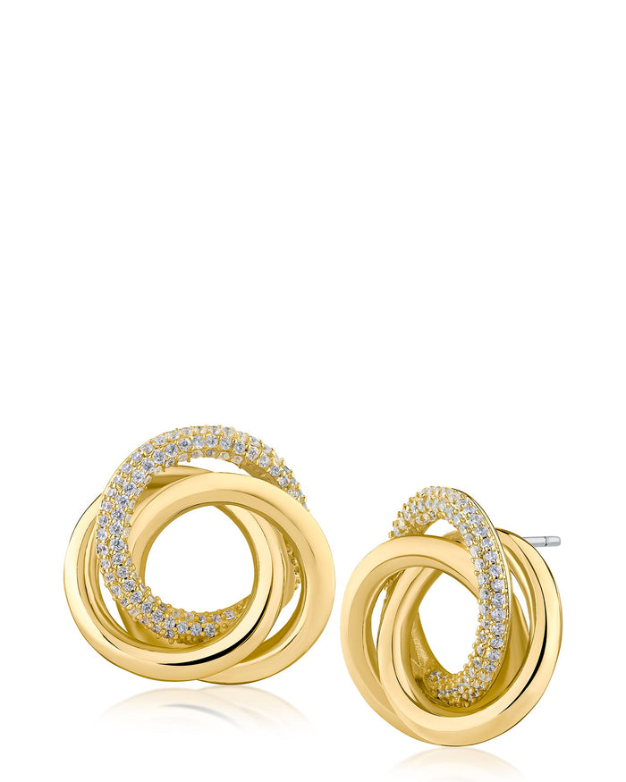 Pavé Cubic Zirconia Interlocking Knot Earrings with Gold-Plated Finish, photo 1