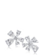 Pear Cubic Zirconia Floral Stud Earrings in Rhodium-Plated Brass, photo 1