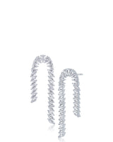 Marquise and Pear Cubic Zirconia Fringe Earrings in Rhodium-Plated Brass