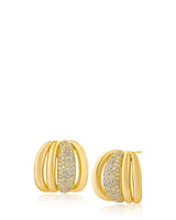 Pavé Cubic Zirconia Caged Earrings in Gold-Plated Metal