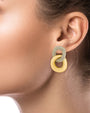 Aretes colgantes de doble eslabón grueso con zirconias cúbicas pavé en latón bañado en oro, foto 2