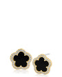 Pavé Cubic Zirconia Clover Stud Earrings in Gold-Plated Brass, photo 2