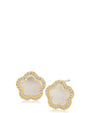 Pavé Cubic Zirconia Clover Stud Earrings in Gold-Plated Brass, photo 1