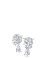 Petite Pear Cubic Zirconia Cluster Earrings in Rhodium-Plated Brass