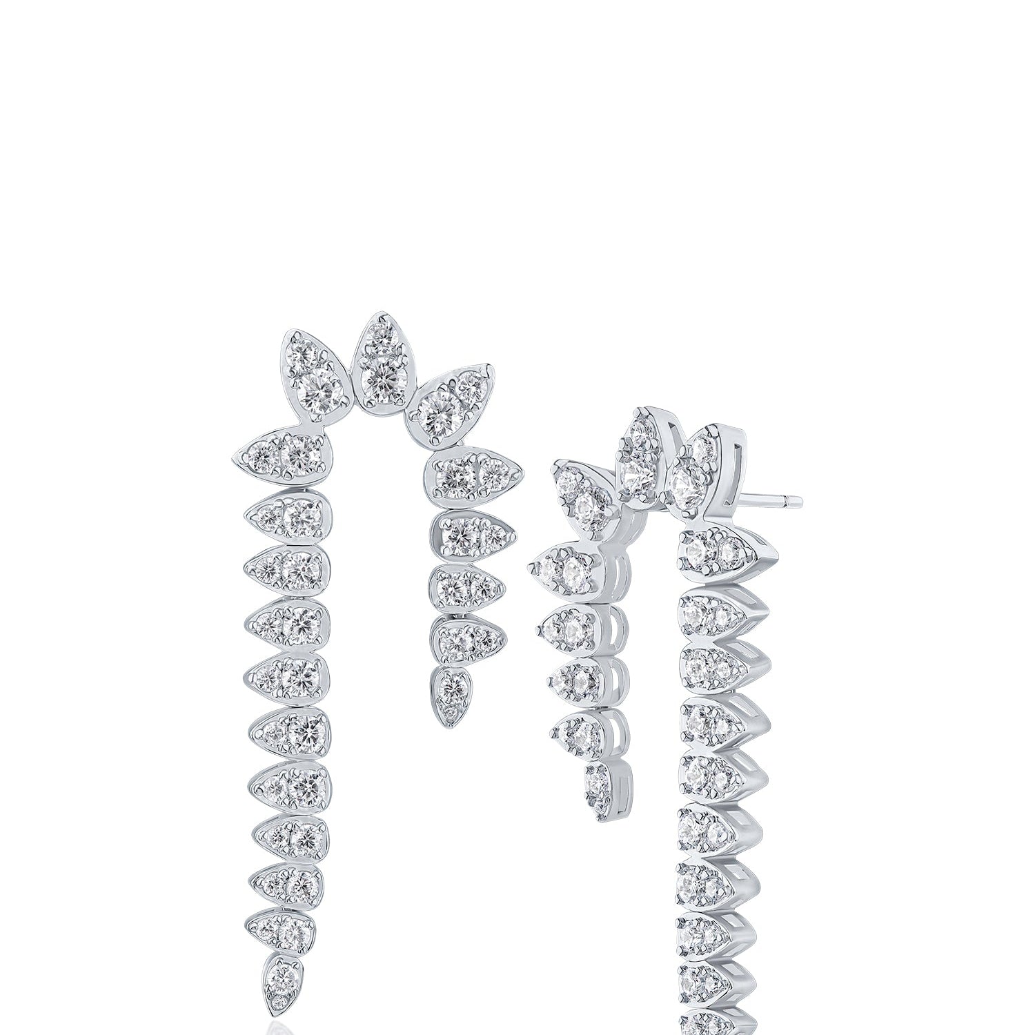 Aretes en forma de U con picos de zirconias cúbicas en forma de pera en latón bañado en rodio, foto 1