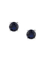 Aretes de botón con zirconia cúbica azul redonda en latón bañado en rodio, foto 1