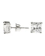 Princess-Cut Cubic Zirconia Stud Earrings in Rhodium-Plated Brass, photo 1