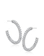 Aretes de aro inside-out redondos con zirconias cúbicas en latón bañado en rodio, foto 1