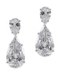 Aretes colgantes de clip con doble zirconia cúbica talla pera en plata de ley, foto 1