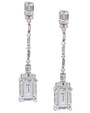 Aretes colgantes lineales estilo deco con zirconias cúbicas talla esmeralda en plata de ley, foto 1