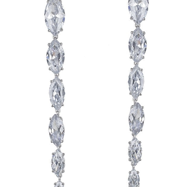 Graduated Marquise Cubic Zirconia Drop Earrings in Sterling Silver, photo 1