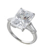 Emerald-Cut Cubic Zirconia Ring with Tapered Baguettes in Sterling Silver, photo 1