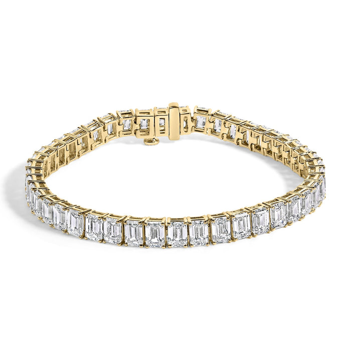 Pulsera tenis certificada IGI con diamantes cultivados en laboratorio de 18 1/2 ct. p.t. en oro amarillo de 14K, foto 1