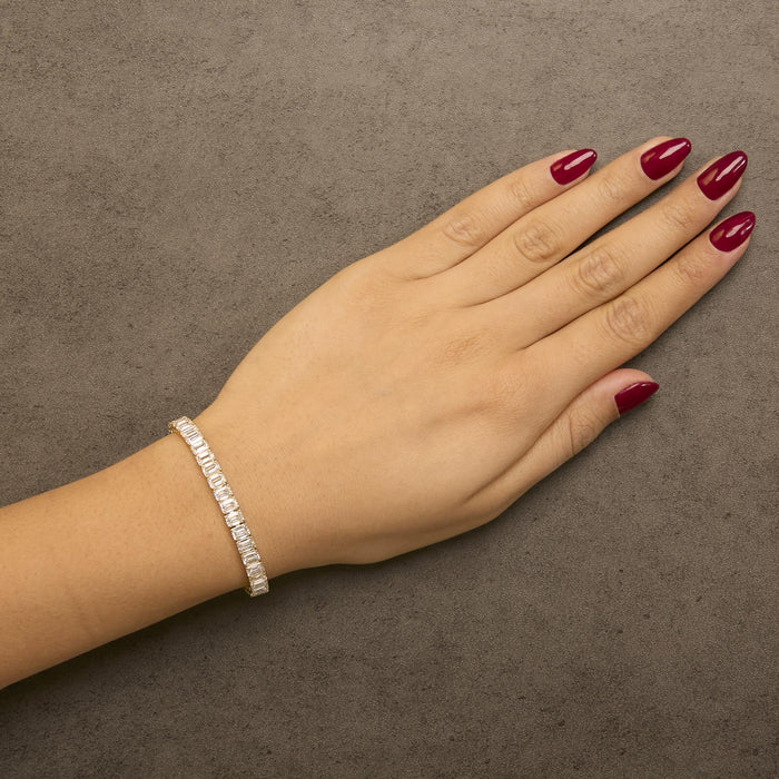 Pulsera tenis certificada IGI con diamantes cultivados en laboratorio de 18 1/2 ct. p.t. en oro amarillo de 14K, foto 3