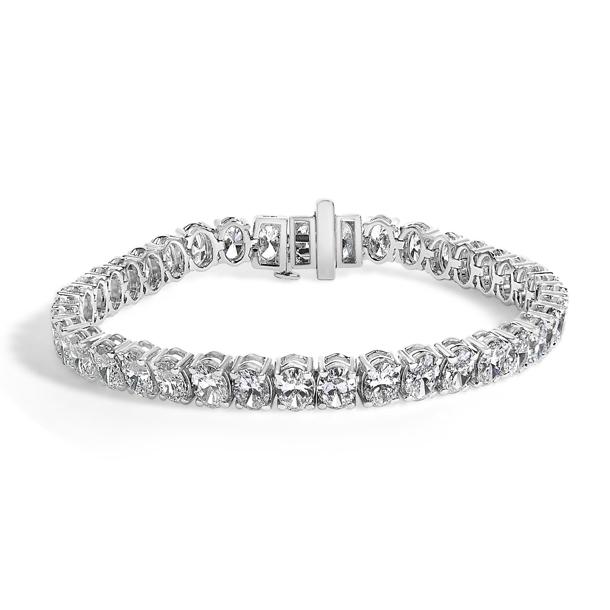 18 1/2 Ct. T.W. IGI Certified Oval-Cut Lab-Grown Diamond Tennis Bracelet in 14K Gold, photo 2