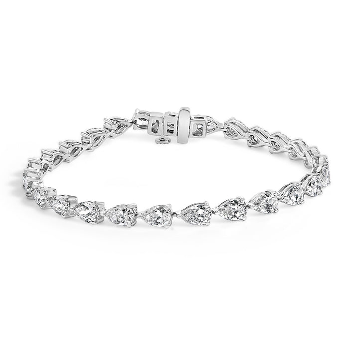 Pulsera tenis certificada IGI con diamantes pera cultivados en laboratorio de 8 ct. p.t. en oro blanco de 14K, foto 2
