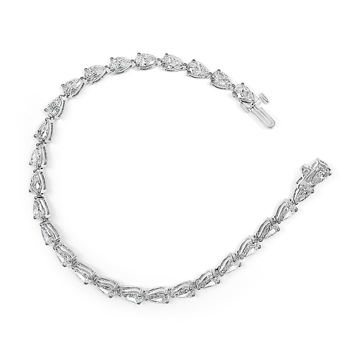 Pulsera tenis certificada IGI con diamantes pera cultivados en laboratorio de 8 ct. p.t. en oro blanco de 14K, foto 7