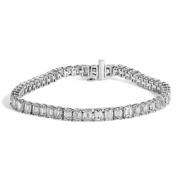 10 Ct. T.W. IGI Certified Emerald-Cut Lab-Grown Diamond Tennis Bracelet in 14K White Gold, photo 1
