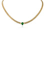 Pear Cubic Zirconia Curb Chain Necklace in Gold-Plated Brass, photo 1