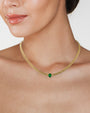 Pear Cubic Zirconia Curb Chain Necklace in Gold-Plated Brass, photo 3