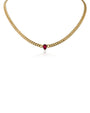 Pear Cubic Zirconia Curb Chain Necklace in Gold-Plated Brass, photo 2