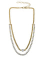 Collar de doble hilo con zirconias cúbicas redondas y cadena barbada en latón bañado en oro, foto 1